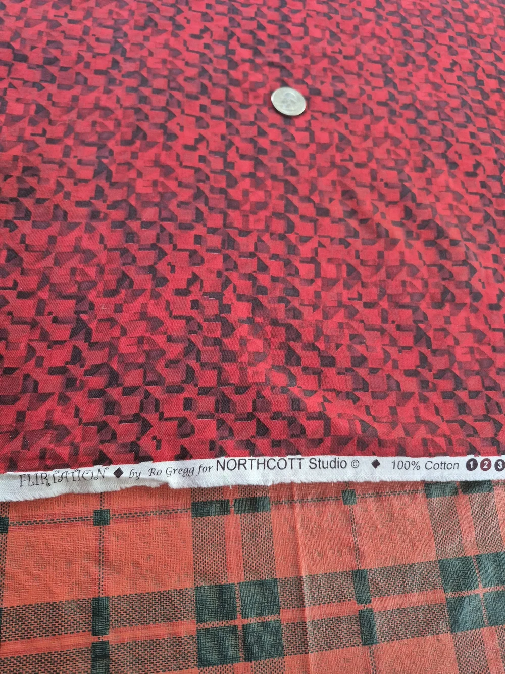 Flirtation Red Black Abstract Cotton Fabric 2 1/2 Yards Northcott Quilting Sewin